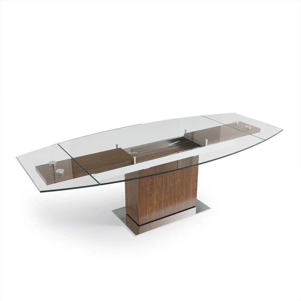 Mercurio - Oval Dining Table - Walnut and Glass