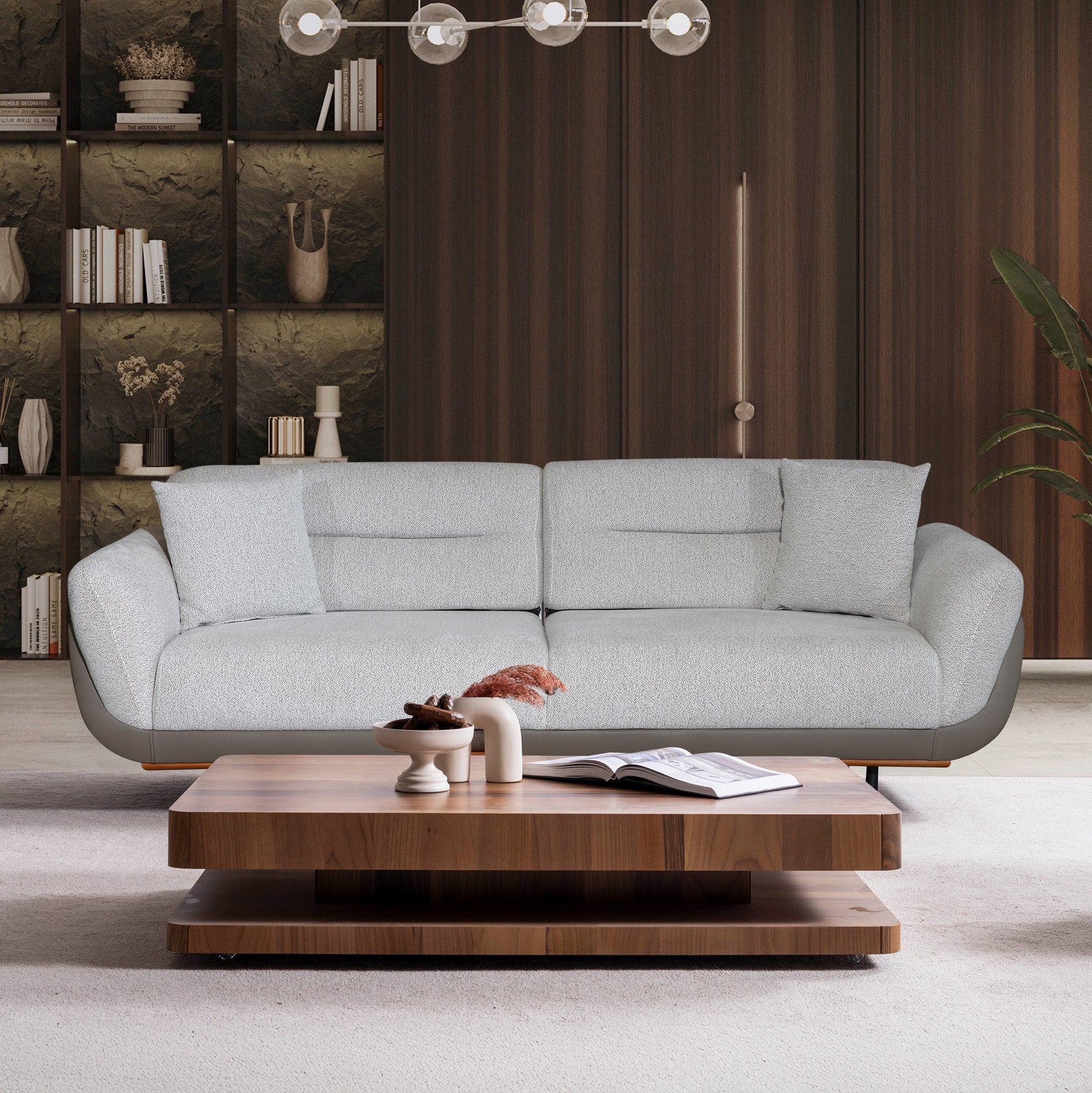 Nova - 3-seater sofa - Beige and Brown