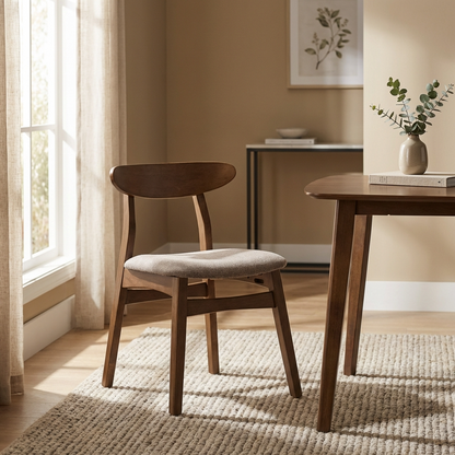 Oslo - Dining Chair - Walnut & Beige