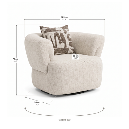 Celine - Swivel Chair - Beige Fabric