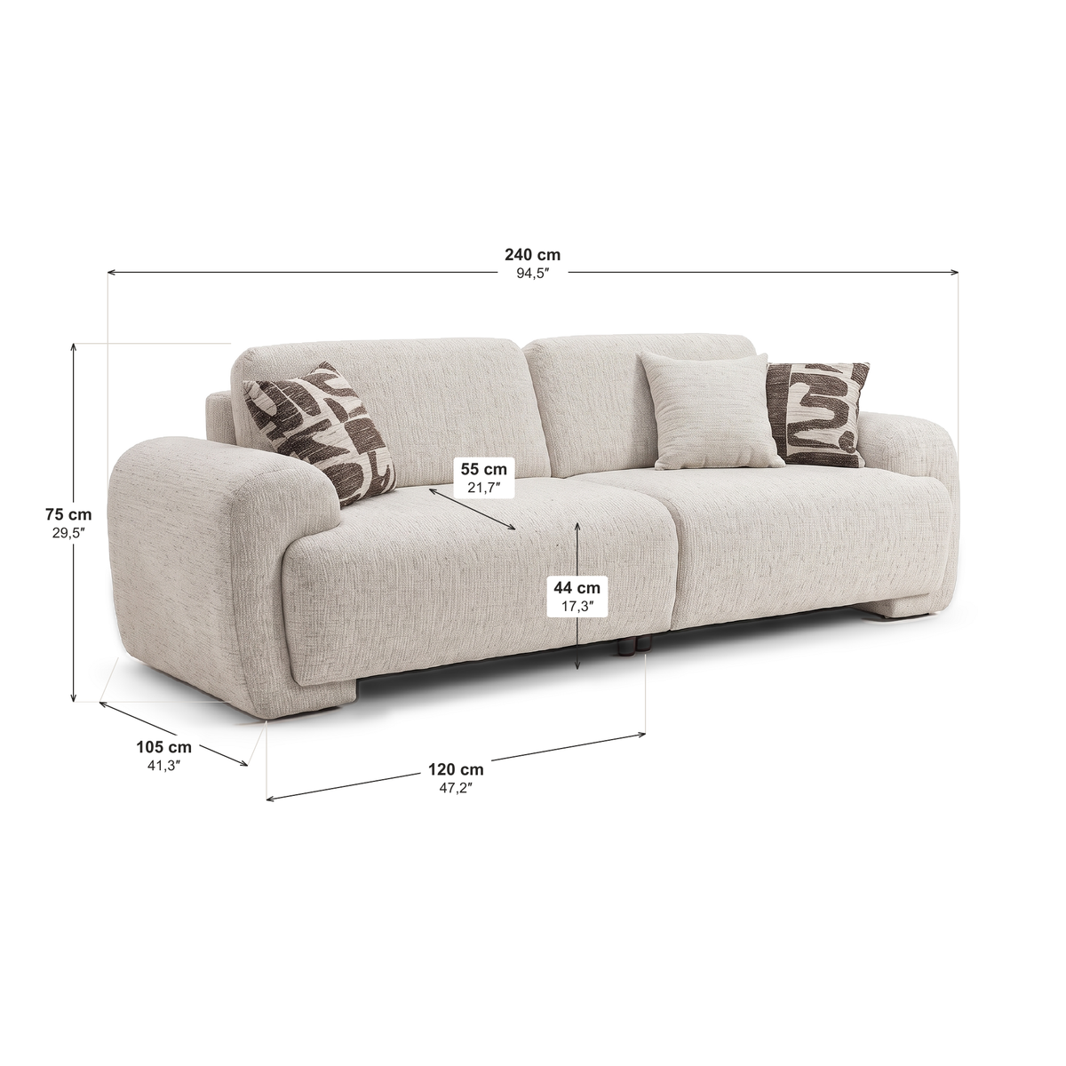 Celine - Sofa - Beige Fabric