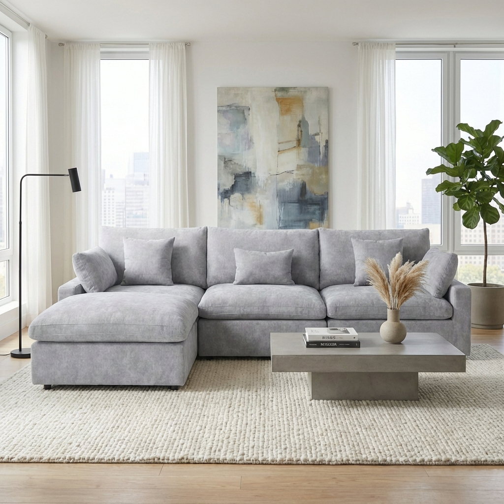 Berlin - Sofa Modulaire Sectionnel - Tissu Gris