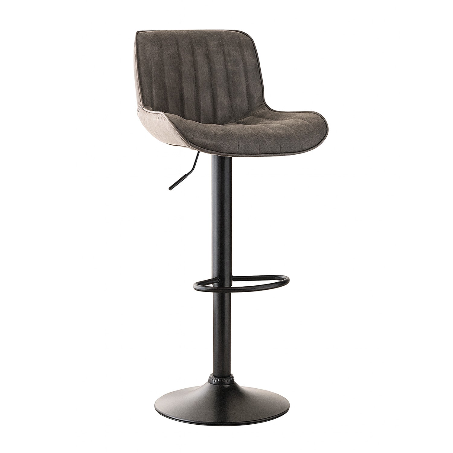 Elven - Chaise De Bar Hydraulique - Simili Cuir Gris
