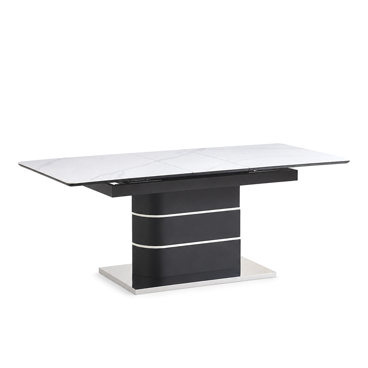 Kiera - Table à manger extensible - Blanc et Noir