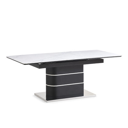 Kiera - Table à manger extensible - Blanc et Noir