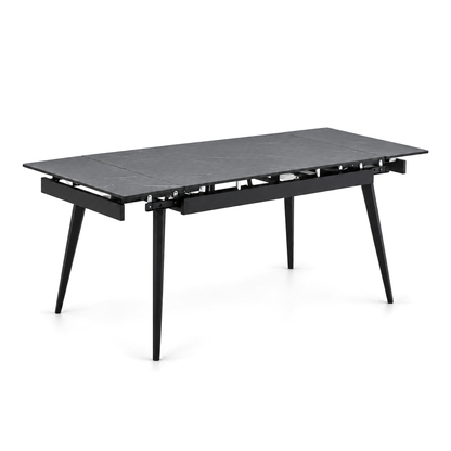 Fallon - Extendable Dining Table - Grey Marble and Black
