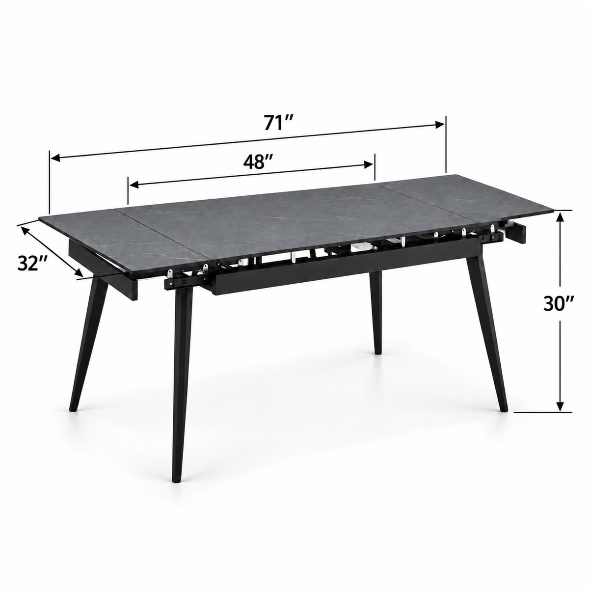 Fallon - Table à manger extensible - Marbre gris et noir