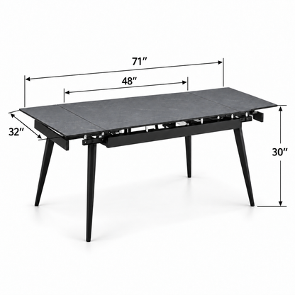 Fallon - Table à manger extensible - Marbre gris et noir