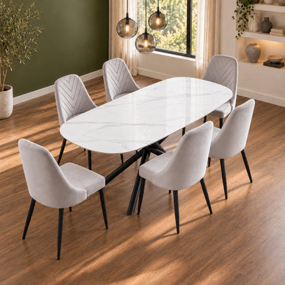 Lucille - Dining Table - White Marble