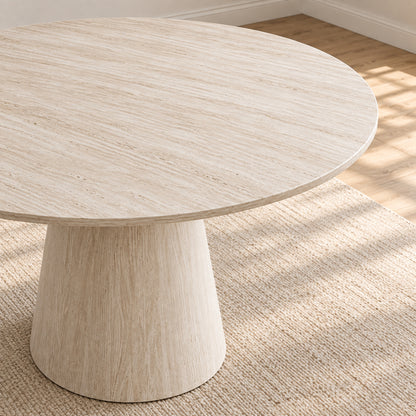 Mercer - Round Dining Table - Light Travertine
