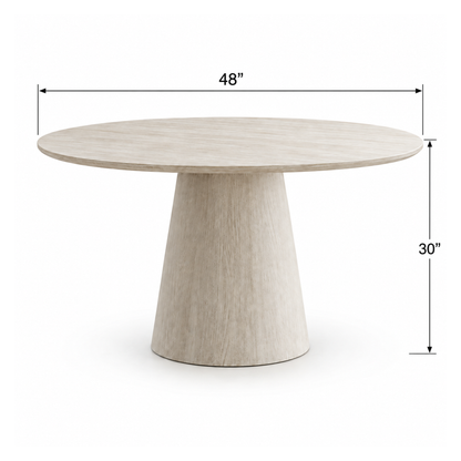 Mercer - Round Dining Table - Light Travertine