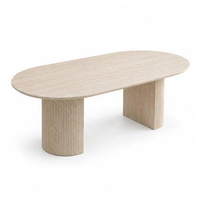 Mercer - Oval Dining Table - Light Travertine