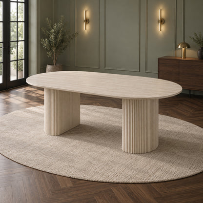 Mercer - Oval Dining Table - Light Travertine