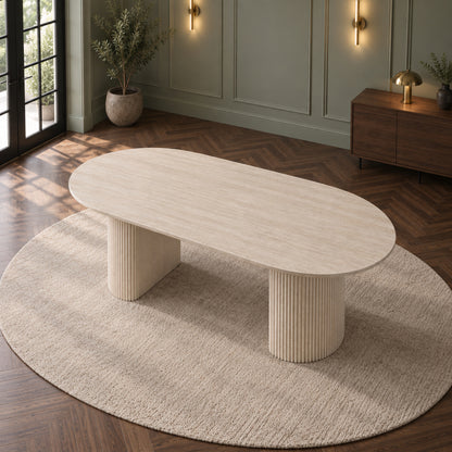 Mercer - Oval Dining Table - Light Travertine