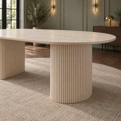Mercer - Oval Dining Table - Light Travertine
