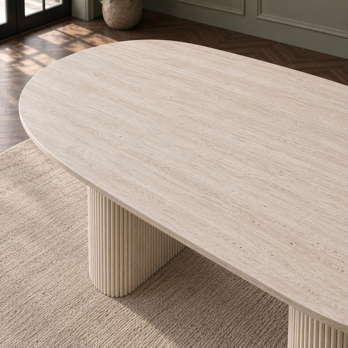 Mercer - Oval Dining Table - Light Travertine