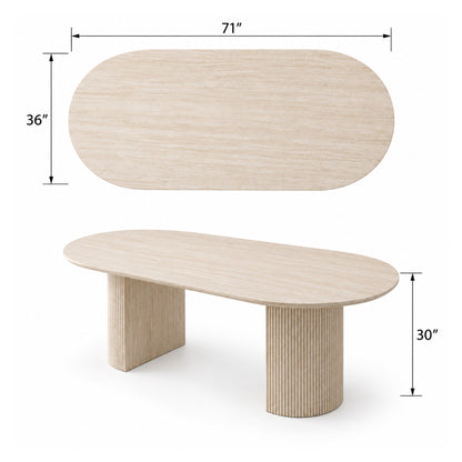 Mercer - Oval Dining Table - Light Travertine