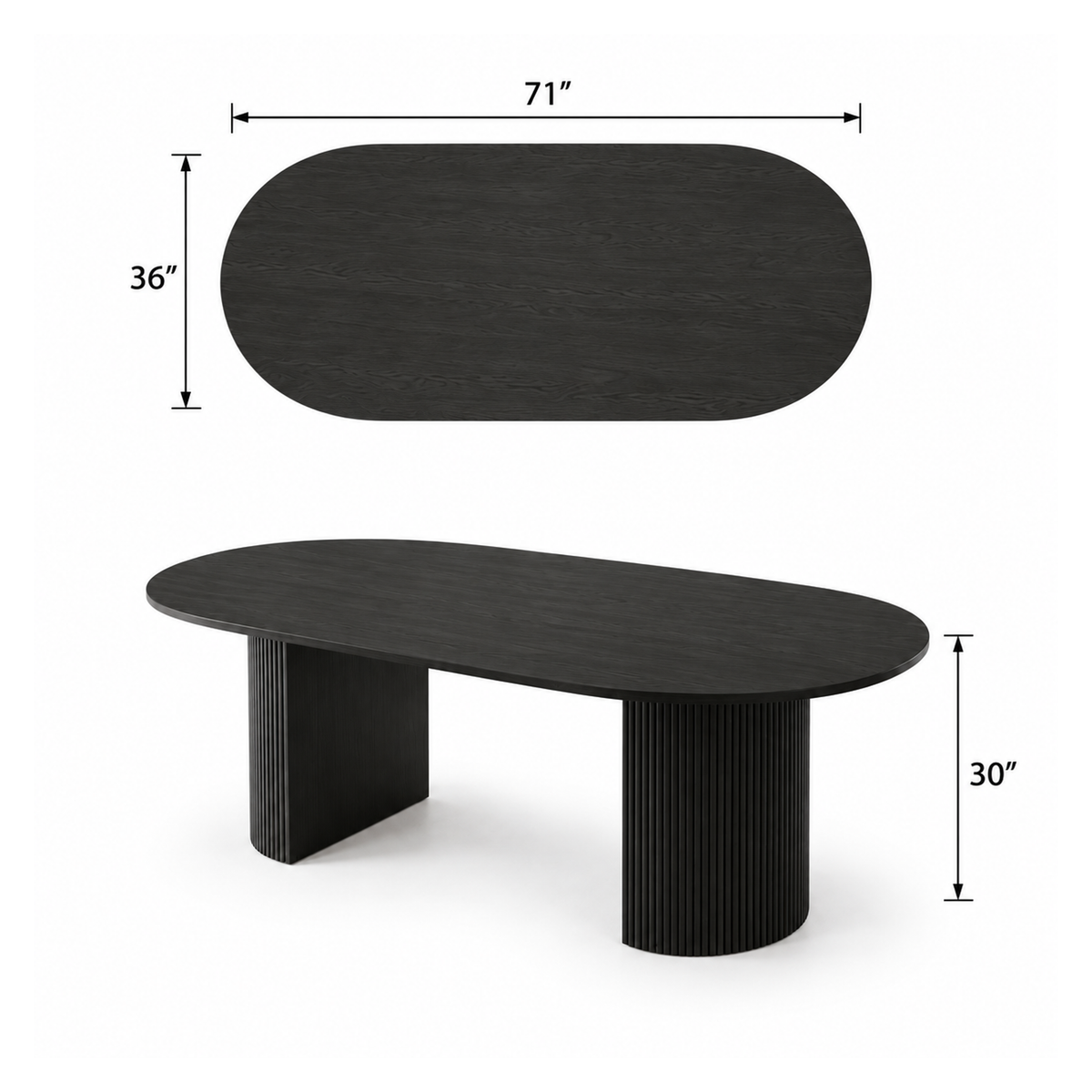 Mercer - Table à manger ovale - Noir minuit