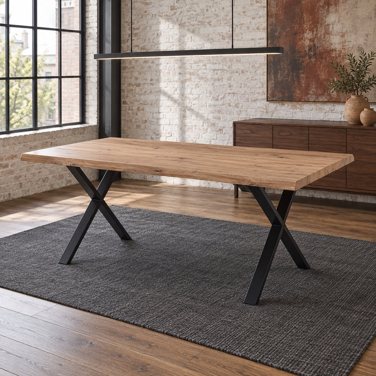 Olan - Rectangular Dining Table - Natural Wood and Black