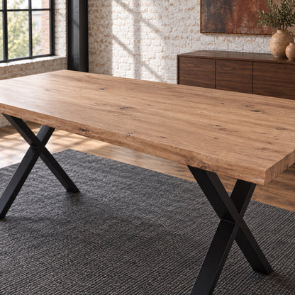 Olan - Rectangular Dining Table - Natural Wood and Black