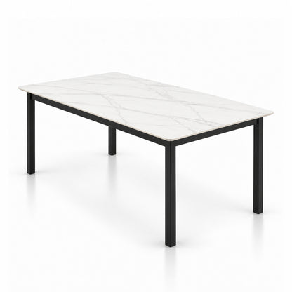 Nadia - Table à manger - Marbre blanc et noir
