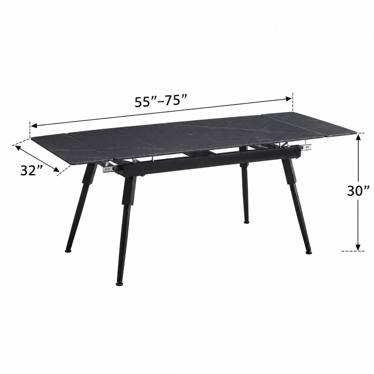 Maura - Extendable Dining Table - Black Marble