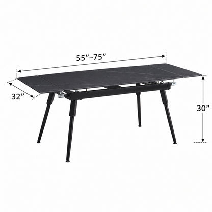 Maura - Extendable Dining Table - Black Marble