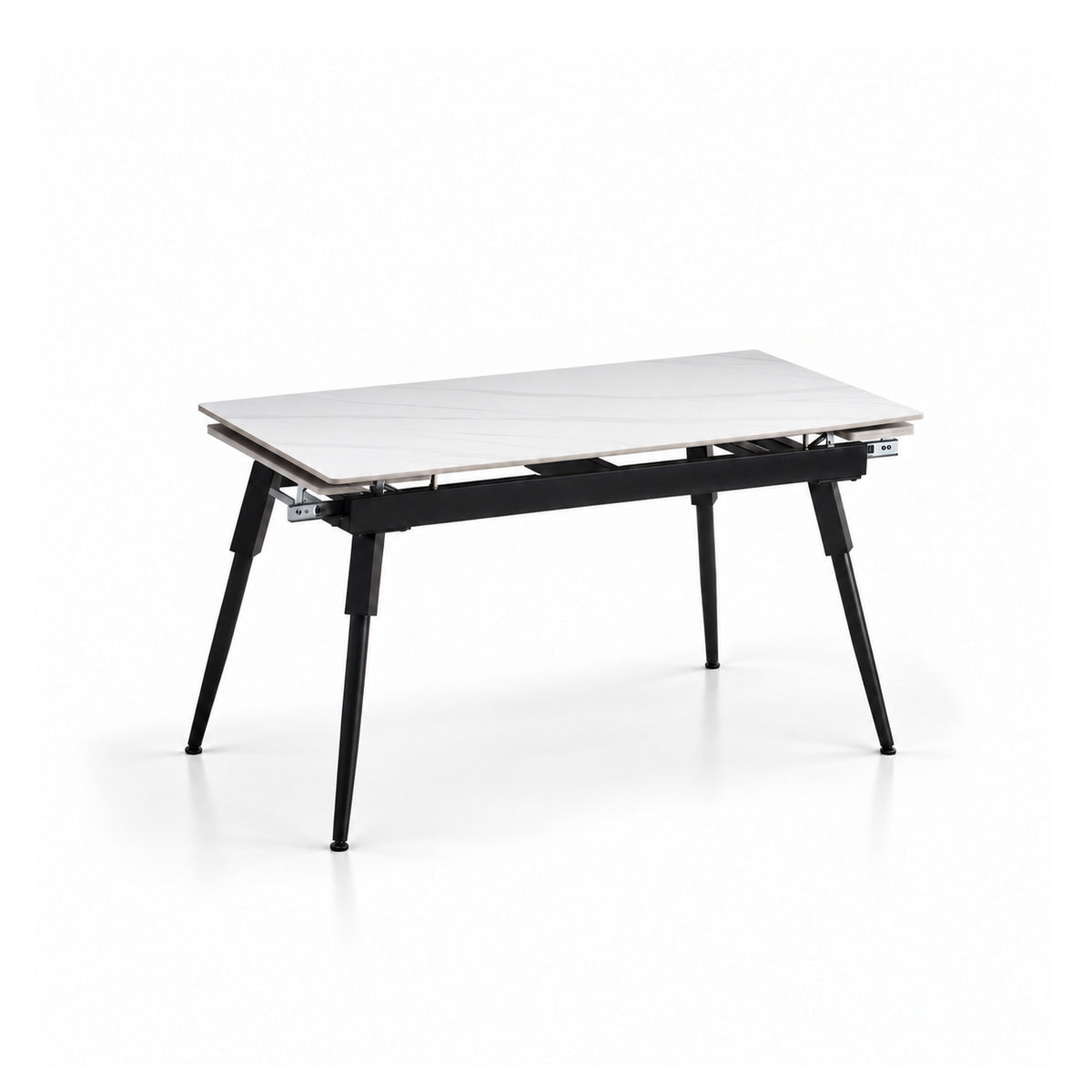 Maura - Extendable Dining Table - White Marble and Black