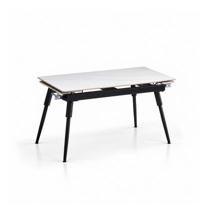Maura - Extendable Dining Table - White Marble and Black