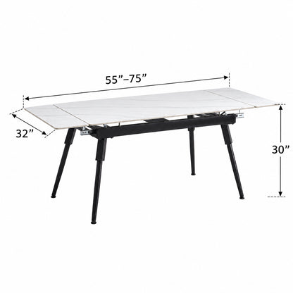 Maura/Aurora - Dining Room Set - White and Black Marble