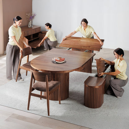 Transformer - Table à manger Ronde - Noyer Royale