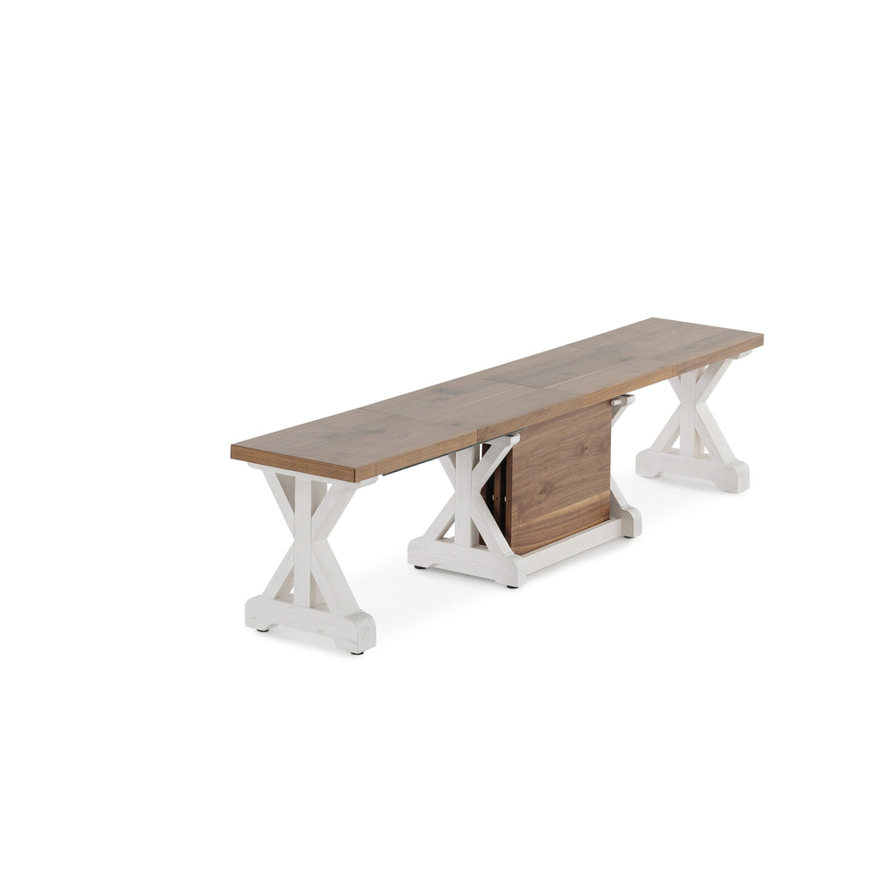 Transformer - Banc Gather - Châtaignier français / Blanc patiné - vue 4