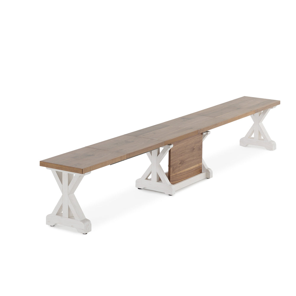 Transformer - Banc Gather - Châtaignier français / Blanc patiné - vue 6