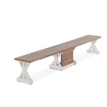 Transformer - Banc Gather - Châtaignier français / Blanc patiné - vue 6