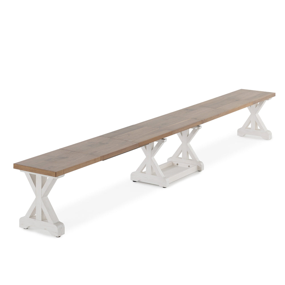 Transformer - Banc Gather - Châtaignier français / Blanc patiné - vue principale sur fond blanc