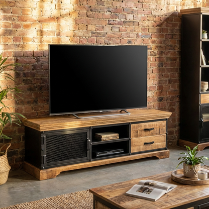 Forge - TV Stand - Solid Wood and Metal - 63 in