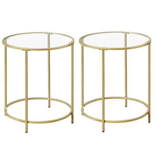Set of 2 round side tables - Glass / Gold Metal 1200