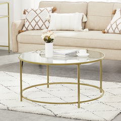 Round Center Table - Glass / Gold Metal