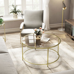 Round Center Table - Glass / Gold Metal