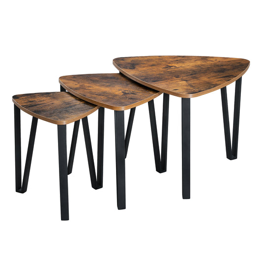 Coffee table set - 3 pieces - Rustic Brown / Black Metal 1600