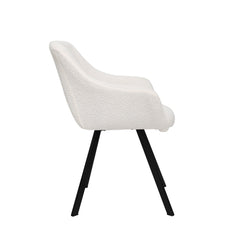 Selene - Chaise de Salle à Manger - Tissu Bouclé Blanc