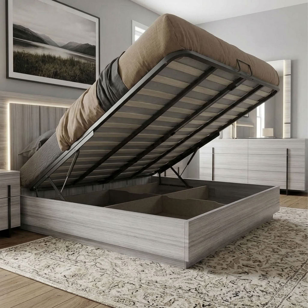 Venice - King Bed - Grey