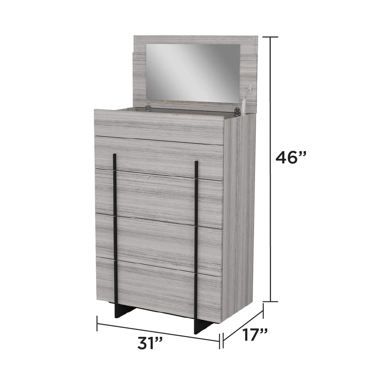 Venice - Commode à 5 tiroirs - Gris