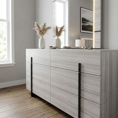 Venice - Commode à 6 tiroirs avec miroir - Gris
