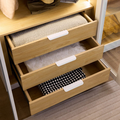 Alvero - Wardrobe - 4 Doors and 3 Drawers - White and Wood