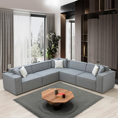 Sofa Modulaire Sectionnel - Solaris - Tissu Gris Foncé