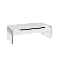 Jake - Table Basse avec Plateau Relevable - Blanc Lustré