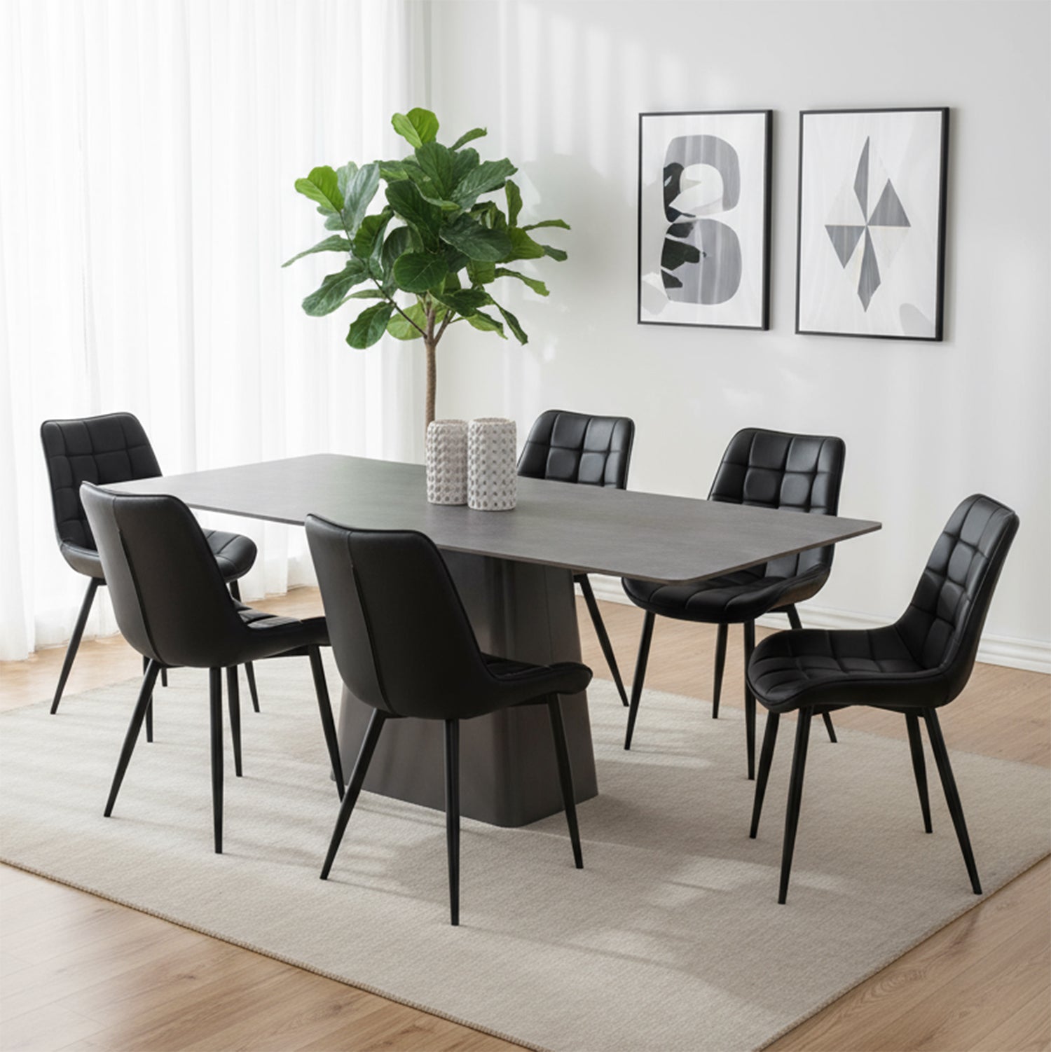 Vittoria/Aurora - Dining Room Set - Grey and Black