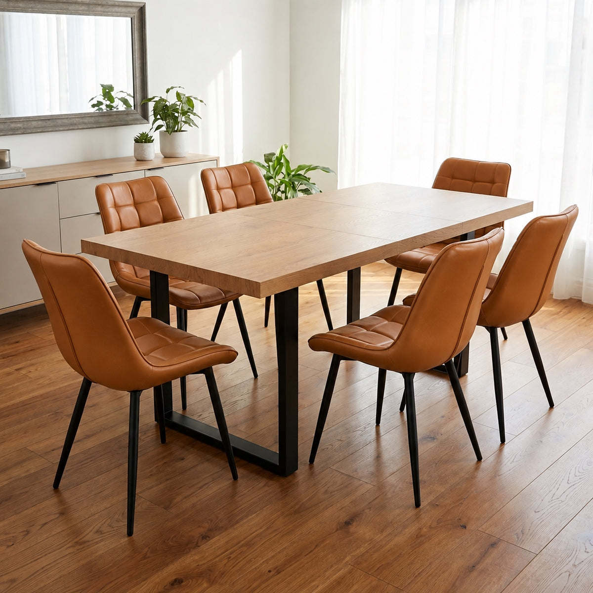 Aurora - Dining Chair - Brown PU Leather