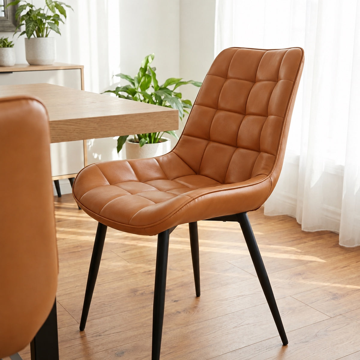 Aurora - Dining Chair - Brown PU Leather